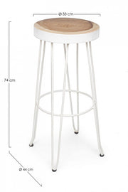 Sgabello bar bianco  in legno stile naturale
