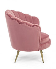 Poltrona retro in velluto rosa pavone cm 80 x 76 x 84 h