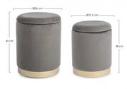 Set da 2 Pouf in velluto con contenitore Grigio POLINA
