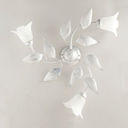 Plafoniera in ferro Bianco Argento tre luci vetri Alabastro Bianchi 67x h20 cm