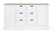 Credenza Dorotea 2 ante 4 cassetti in legno nobilitato bianco