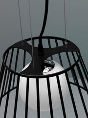 Lampada a sospesione in metallo con paralume nero D25/35xD20/35x120h cm