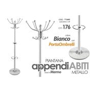 Appendiabiti piantana da terra  in metallo bianca con portaombrelli cm 176