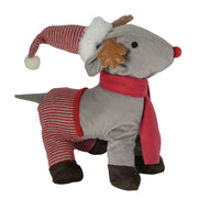 Reindeer fabric doorstop with gray hat cm28x15h35
