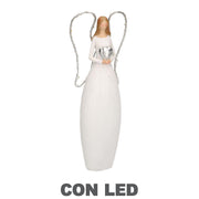 Angelo resina bianco con led e cuore cm10x5h24