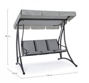 Dondolo in acciaio tre posti Antracite GRELY 190x120x h185 cm