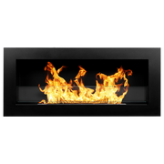 Camino a bioetanolo da parete o incasso Livorno Nero L 90 x P 12 x H 40 con vetro