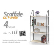 Scaffale slim da parete 4 ripiani cm 65 x 17 x 118 h