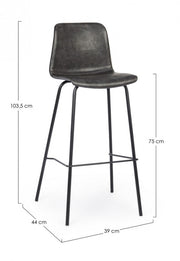 Sgabello bar vintage acciaio similpelle antracite Kyra cm 39 x 44 x 103,5