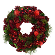 Red crown with pine cones ø45 cm