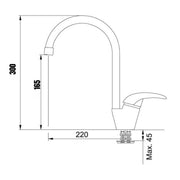 Miscelatore da cucina monocomando granito island 30x22x4,5 cm