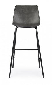 Sgabello bar vintage acciaio similpelle antracite Kyra cm 39 x 44 x 103,5