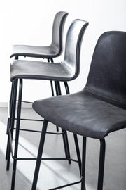 Sgabello bar vintage acciaio similpelle antracite Kyra cm 39 x 44 x 103,5