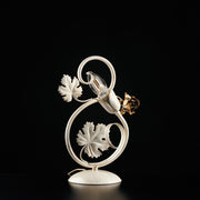 Lumetto in ferro Avorio con decorazioni decape e rose Oro una luce 21x h30 cm