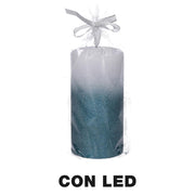 Candela paraffina led azzurro cm ø7,5h15