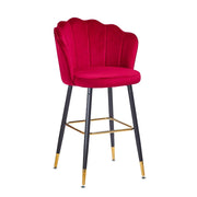 Sgabello Estro in Velluto Rosso con Terminali Dorati  50x55x110 cm
