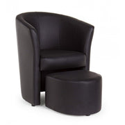 Poltrona in similpelle con pouf estraibile Nero RITA 64,5x 59,5x h78 cm
