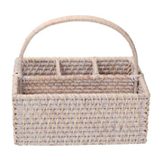 Portaposate rattan algarve bianco rettangolare cm26x20h11/22