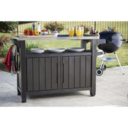 Tavolino In Resina  per  barbecue 2 ante colore grafite 123,7x54xh.90h cm