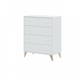 Cassettiera con  piedini alti bianca cm 77.5 x 40 x 95 h