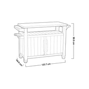 Tavolino In Resina  per  barbecue 2 ante colore grafite 123,7x54xh.90h cm