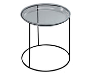 Tavolino con top in vetro temperato e base nera 40x40 cm