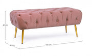 Panca arredo pouf rosa con gambe cm 103 x46x40h