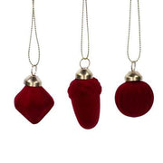 Glass sphere pack of 8 assorted shapes burgundy velvet cm17x11h4,5