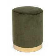 Pouf verde effetto velluto con fascia oro cm 35 x 40 h