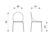 4x Sedia in Polipropilene 50cm x 51cm H. 79cm