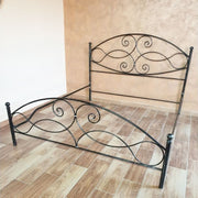 Letto matrimoniale in ferro battuto con pediera Nero Argento NARCISO 170x202x h131,5 cm EFFEZ