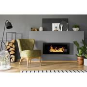 Camino a bioetanolo da parete o incasso Livorno Nero L 90 x P 12 x H 40 con vetro