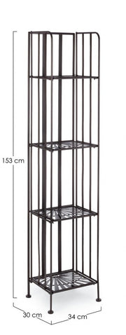 Scaffale pieghevole quattro ripiani in acciaio Marrone RAY 34x30x h153 cm