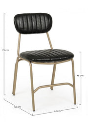 Sedia moderna retro Addy con struttura in acciaio similpelle nero
