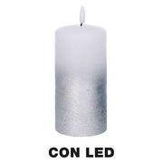 Candela paraffina led argento cm ø7,5h15
