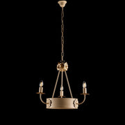 Lampadario in ferro Avorio Decape rifinitura Oro impero tre luci 44x h48 cm
