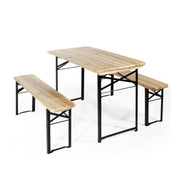 Set da giardino tavolo e due panche in legno e acciaio Verdelook