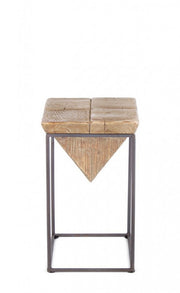 Sgabello in acciaio seduta in legno di abete PRISMY 25,5x25,5x h46 cm