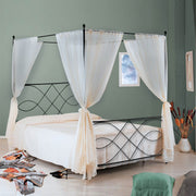 Letto in ferro matrimoniale con baldacchino SOSPIRO Nero 166x208x h210cm