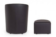 Poltrona in similpelle con pouf estraibile Nero RITA 64,5x 59,5x h78 cm