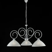 Lampadario in ferro Bianco Shabby tre luci paralumi in vetro Bianco 78x h54 cm