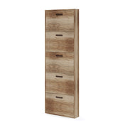 Scarpiera Slim 5 ribalte noce country legno nobilitato h.180x65x15 cm