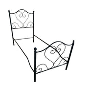 Letto singolo in ferro battuto con pediera Nero Oro PAPAVERO 90x201x h126 cm EFFEZ