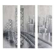 Quadro dipinto set 3 pezzi ponte cm40x120x3