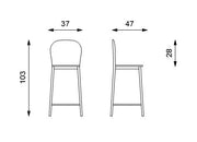 2x Sgabello in polipropilene grigio chiaro-metallo 47 cm x 37 cm H. 103 cm