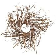 Coroncina rattan innevato rami con pigne marrone cmø50x4