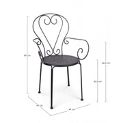 Sedia da giardino con braccioli in acciaio Antracite ETIENNE 49x49x h89 cm