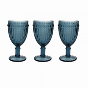 Set 3 calici blu 310 cc Dorico in vetro blu