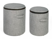 Set 2 Pouf in tessuto con contenitore Grigio RADMILA