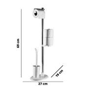 Portarotolo da terra colore bianco in alluminio con portascopino in plastica  27 x 19 x 69 cm